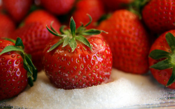 Картинка еда клубника +земляника ягоды сахар