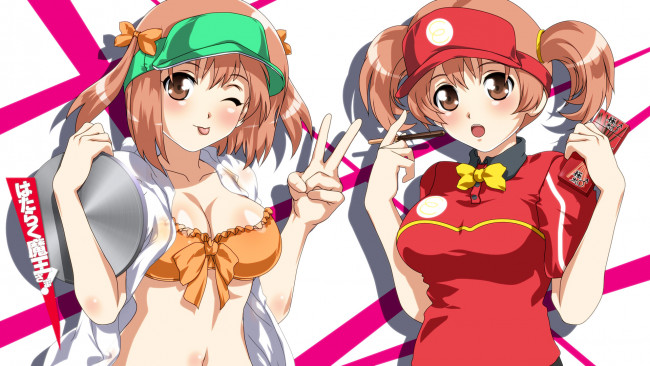 Обои картинки фото аниме, hataraku maou-sama, девушки