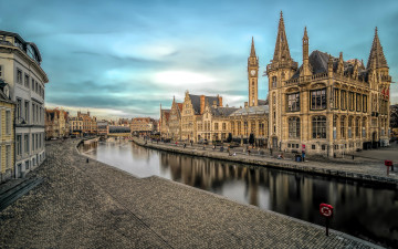 Картинка города гент+ бельгия здания река