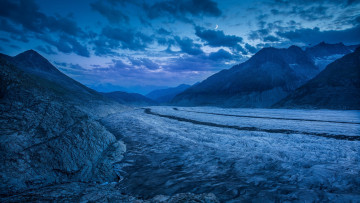 Картинка природа горы большой алечский ледник швейцария