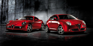 Картинка автомобили alfa+romeo красные стена