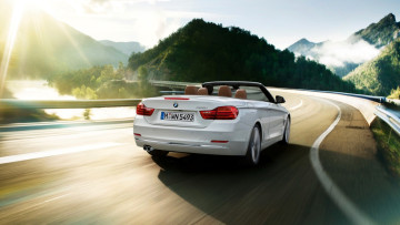 обоя bmw 4 series convertible, автомобили, bmw, белый, кабриолет, скорость, дорога, горы