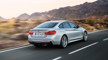 обоя bmw 4 series gran coupe, автомобили, bmw, белый, скорость, дорога, горы