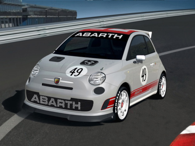 Обои картинки фото 2008, fiat, 500, abarth, assetto, corse, автомобили, 3д