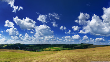 Картинка природа поля дома облака поле