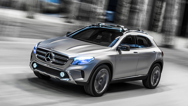 Обои картинки фото mersedes, benz, gla, concept, 2013, автомобили, mercedes, серебристый, скорость