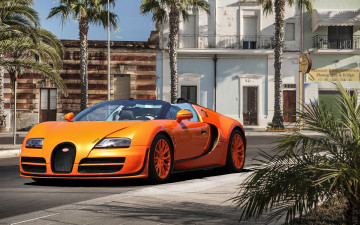 Картинка bugatti автомобили оранжевый veyron