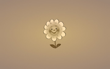 Картинка рисованные минимализм цветок растение листочки темноватый фон ромашка улыбка