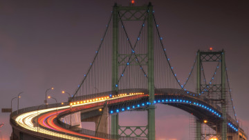 Картинка города -+мосты небо вечер огни мост опора