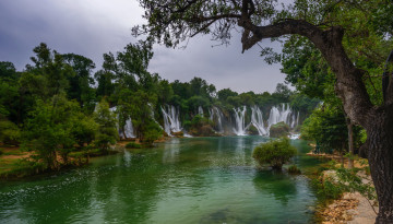 Картинка природа водопады река водопад лес