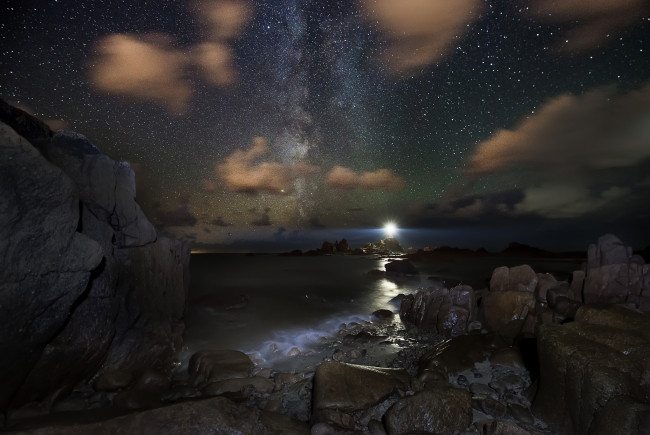 Обои картинки фото природа, побережье, звезды, ночь