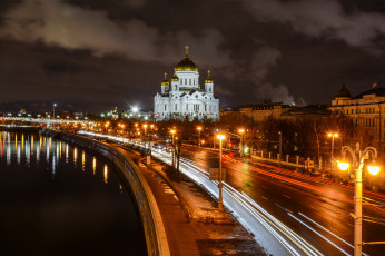 Картинка города москва+ россия огни ночь
