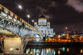 Картинка города москва+ россия огни ночь