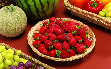 Картинка еда фрукты+и+овощи+вместе едягоды фрукты овощи клубника дыняа арбуз