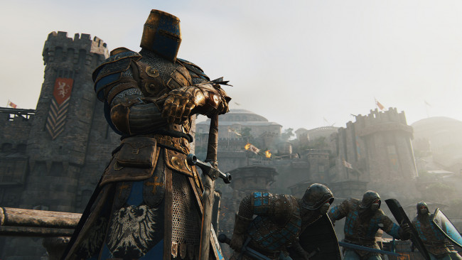 Обои картинки фото видео игры, for honor, воины, рыцарь, замок