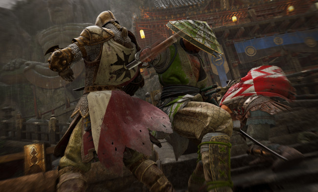 Обои картинки фото видео игры, for honor, крепость, бой, рыцарь, самурай