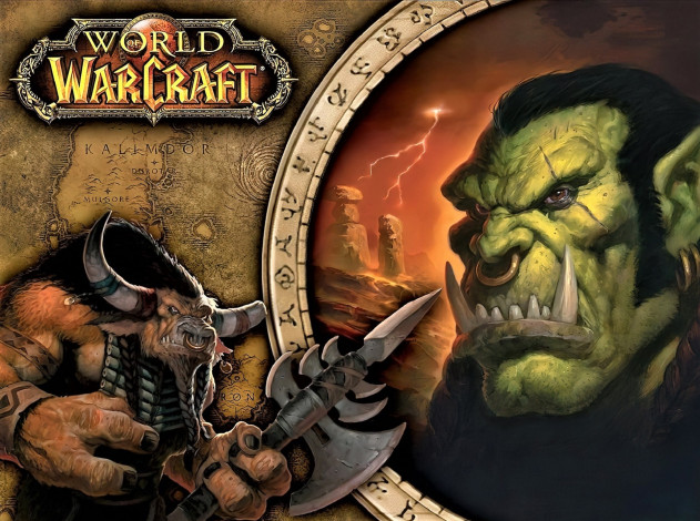 Обои картинки фото видео игры, world of warcraft, орк, клыки, воин, оружие