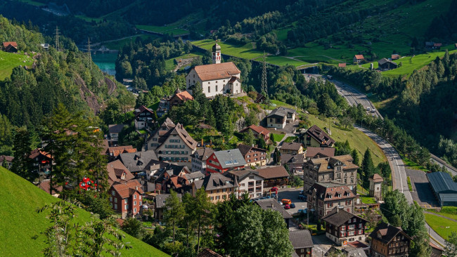 Обои картинки фото wassen, canton of uri, switzerland, города, - панорамы, canton, of, uri