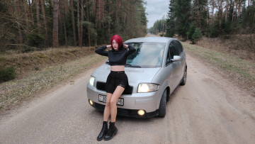 обоя автомобили, -авто с девушками, девушка, авто