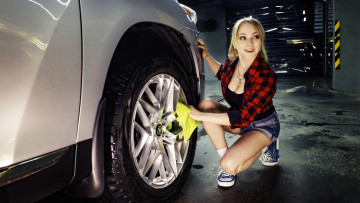 обоя автомобили, -авто с девушками, девушка, авто