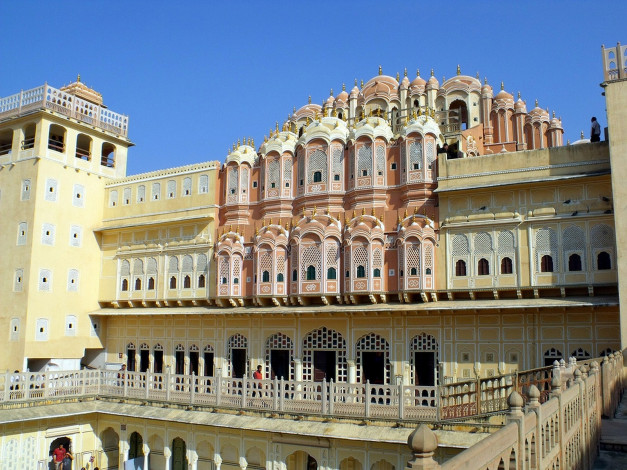 Обои картинки фото дворец, ветров, джайпур, индия, города, дворцы, замки, крепости, архитектура, резьба, окна, hawa mahal, jaipur, india