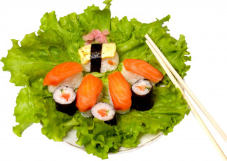 Картинка еда рыба морепродукты суши роллы рис палочки