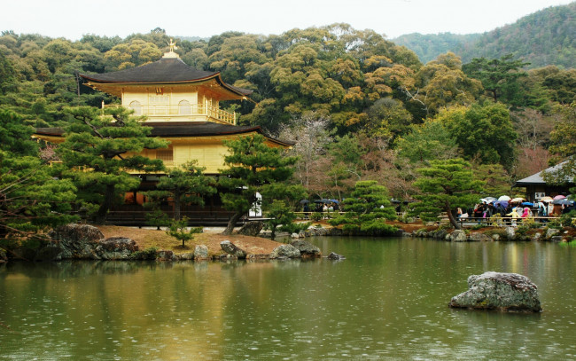 Обои картинки фото города, буддистские, другие, храмы, озеро, буддийский, храм, Япония