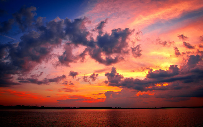 Обои картинки фото liberty, природа, восходы, закаты, облака, море, закат, багровый