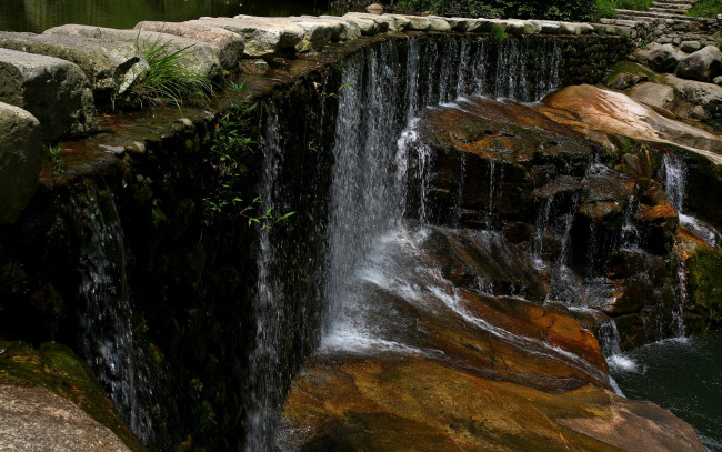 Обои картинки фото природа, водопады, река, порог, камни, водопад