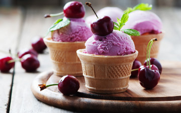 Картинка еда мороженое +десерты ice cream sweet dessert fresh berries cherry десерт сладкое ягоды черешня