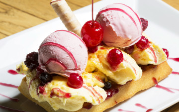 Картинка еда мороженое +десерты вишня ягоды jam dessert ice cream десерт