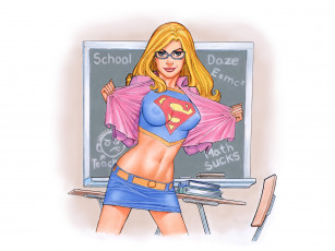 Картинка рисованное комиксы взгляд фон девушка доска очки униформа
