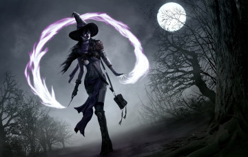Картинка фэнтези маги +волшебники ночь колдунья луна магия ведьма полная девушка