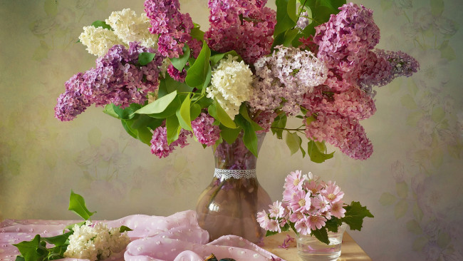 Обои картинки фото цветы, разные вместе, ваза, букет