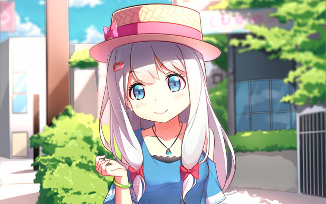 Обои картинки фото аниме, eromanga-sensei, фон, взгляд, девушка