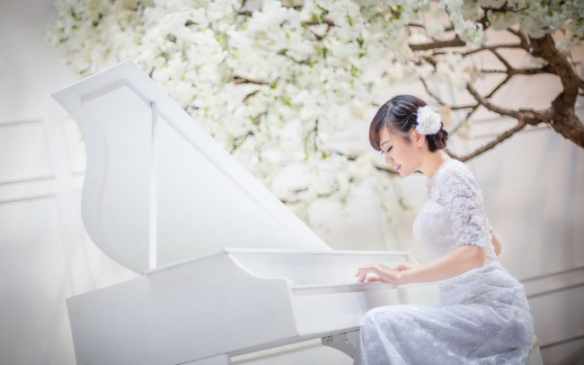 Обои картинки фото музыка, -другое, пианино, рояль, девушка, азиатка