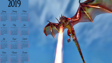 Картинка календари фэнтези дракон пламя calendar полет