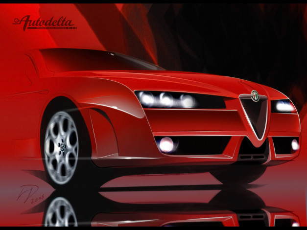 Обои картинки фото 2008, autodelta, alfa, romeo, spider, j6, 2c, автомобили, рисованные