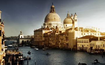 обоя venice, города, венеция, италия, канал, храм, лодки