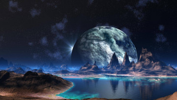 Картинка 3д+графика атмосфера настроение+ atmosphere+ +mood+ озеро планета