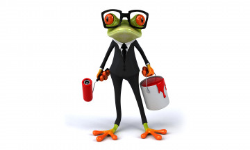 Картинка 3д+графика юмор+ humor funny frog лягушка elegant glasses paint