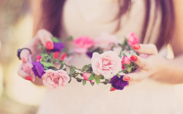 Картинка цветы розы wreath bride spring lovely happy милые венок свадьба весна счастливые невеста wedding flowers