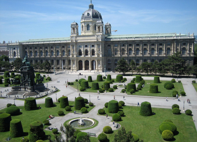 Обои картинки фото города, вена , австрия, здание, парк, статуи, памятник