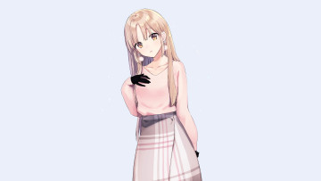 обоя аниме, nijisanji, девушка, перчатка, свитер, юбка