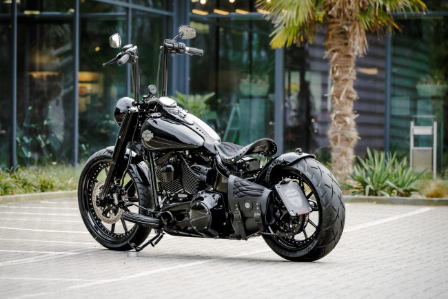 Обои картинки фото мотоциклы, harley-davidson, softail, slim, s, dark, hopper, customized, custombikes