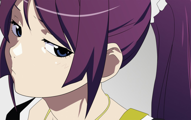 Обои картинки фото аниме, bakemonogatari, senjougahara hitagi, девушка, лицо, глаза, взгляд
