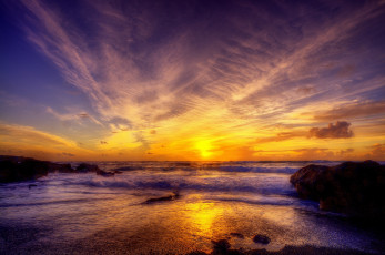 Картинка природа восходы закаты берег море солнце