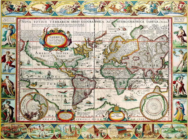 Обои картинки фото старинная, карта, мира, разное, глобусы, карты, старинный, континенты
