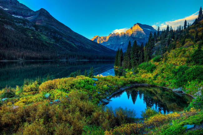 Обои картинки фото природа, реки, озера, пейзаж, горы, деревья