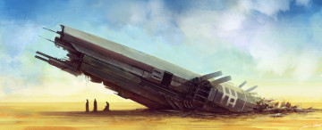 Картинка фэнтези космические корабли звездолеты станции крушение